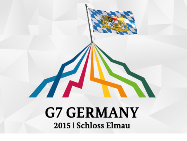 Bayern Fahne auf G7-Logo, Lizenz: frei, Fahne: pixabay.com